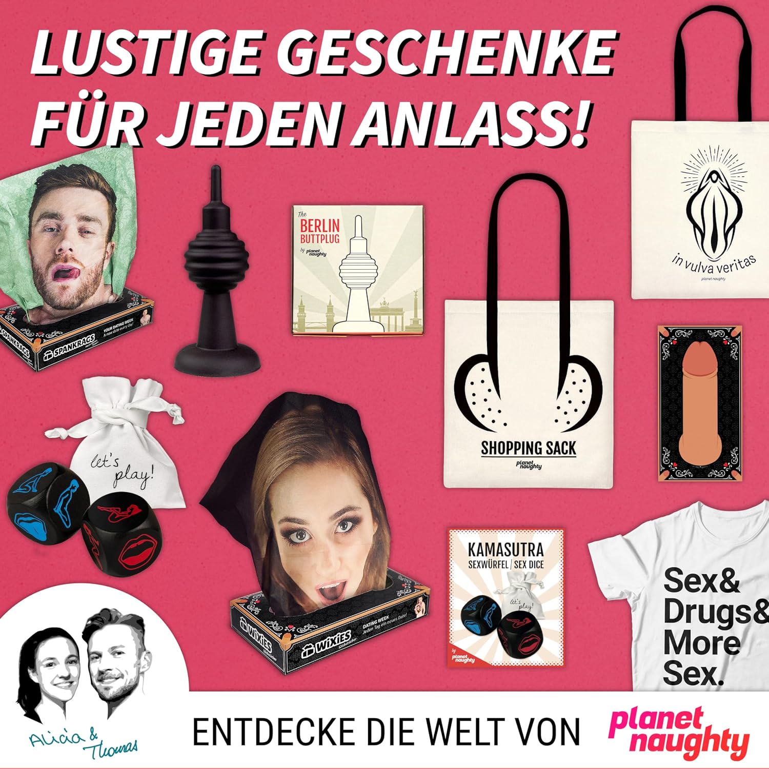 planet naughty Shopping Sack, Bag with Funny and Beautiful Motifs, Bag, in Vulva Veritas, Guitar, Camera, Funny Gifts for Men, Small Gift for Men and Women – Bild 7