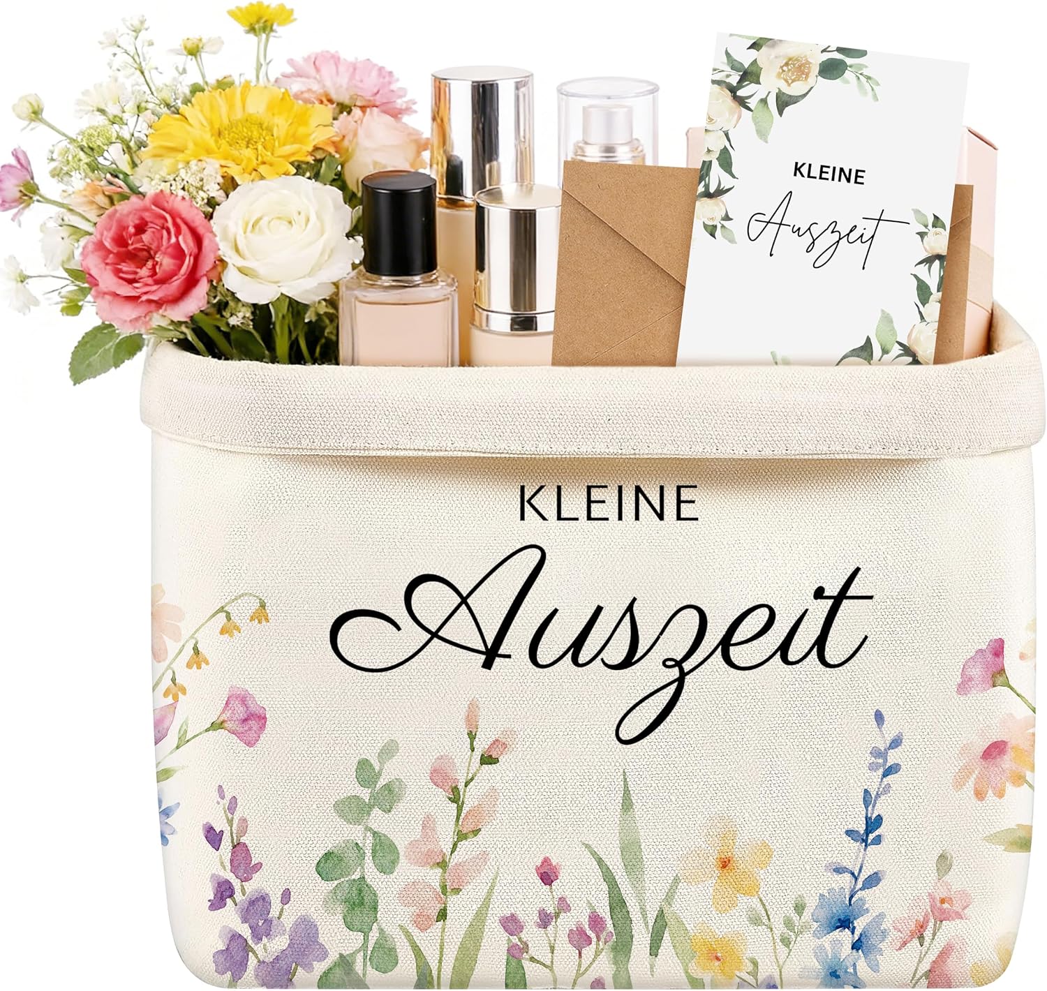 Small Time Out Basket, Gift Bag, 37 x 25 x 15 cm, Cotton and Linen Gift Basket, Relaxation Gift, Wellness Gifts for Women