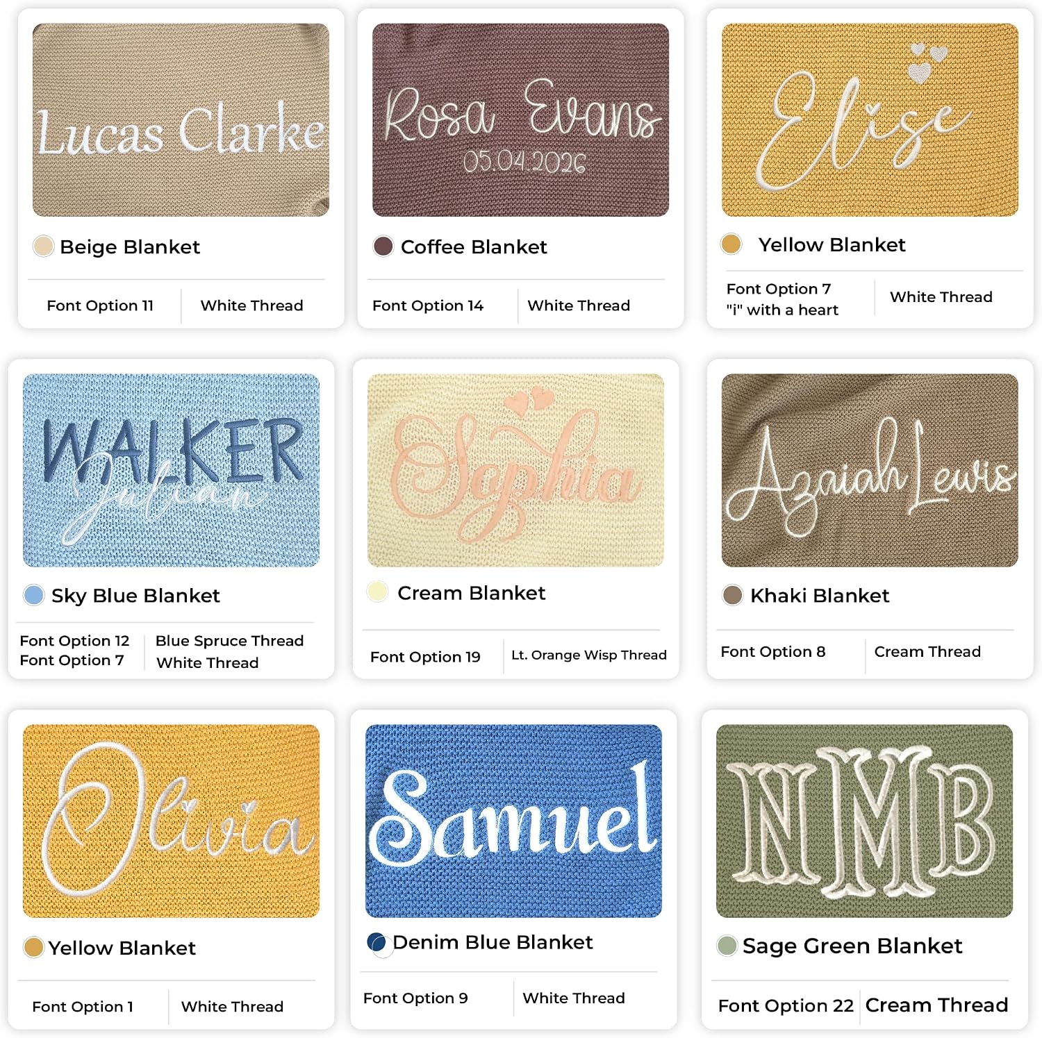 Baby Blanket Embroidered with Name 100 x 80 cm 100% Cotton – Bild 3