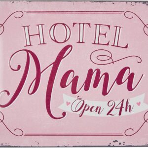Nostalgic-Art 26197 Retro Tin Sign Word Up – Hotel Mama – Gift Idea for Best Mother, Metal Vintage Design with Saying, 15 x 20 cm