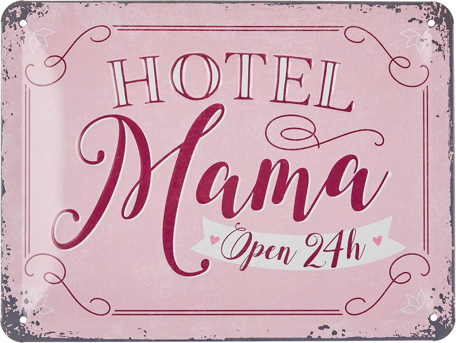 Nostalgic-Art 26197 Retro Tin Sign Word Up – Hotel Mama – Gift Idea for Best Mother, Metal Vintage Design with Saying, 15 x 20 cm
