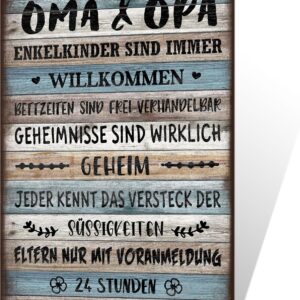 Putuo Decor Metal Sign Grandma & Grandpa Hausregeln Grandchildren Welcome Vintage Tin Sign Grandparents Decoration Funny Family Sayings Wall Decoration