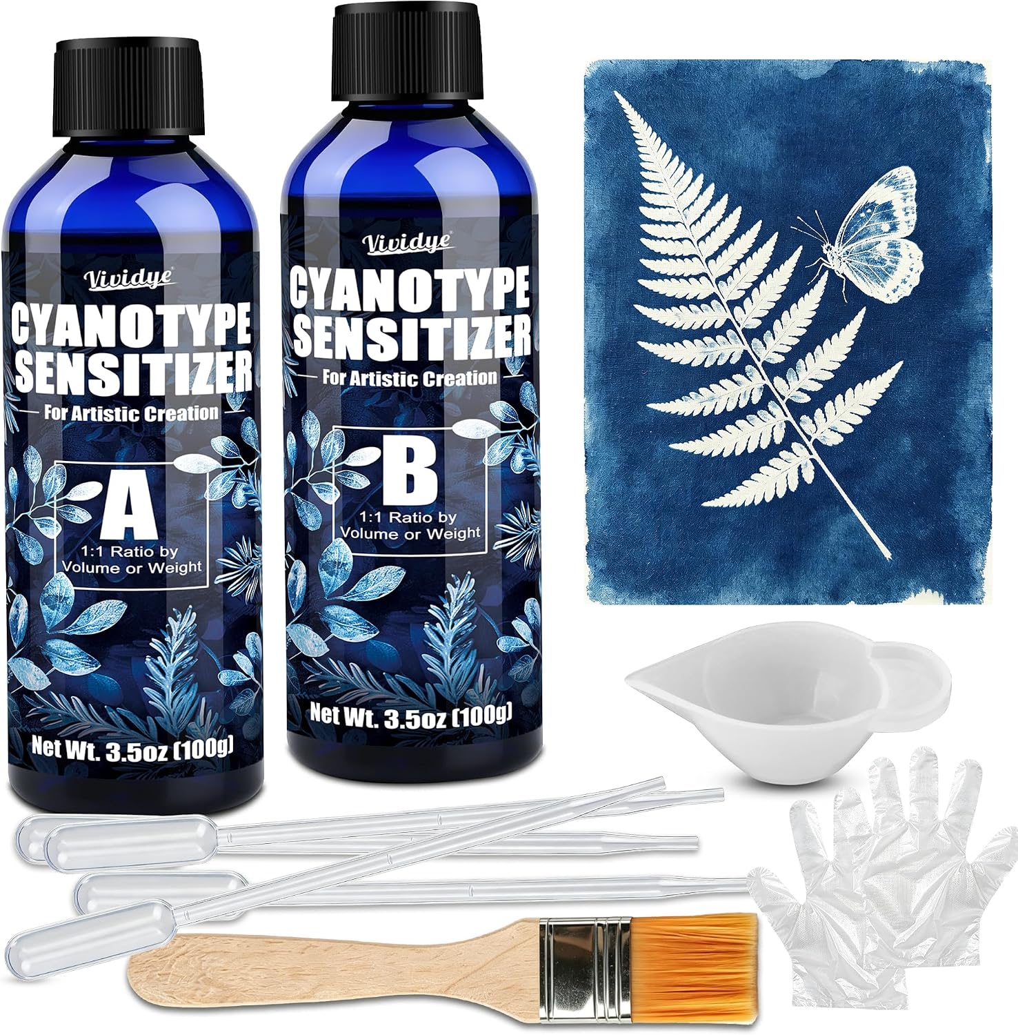 Cyanotype Kit 200g - 1:1 Mixing, No Dilution, with 7 Tools