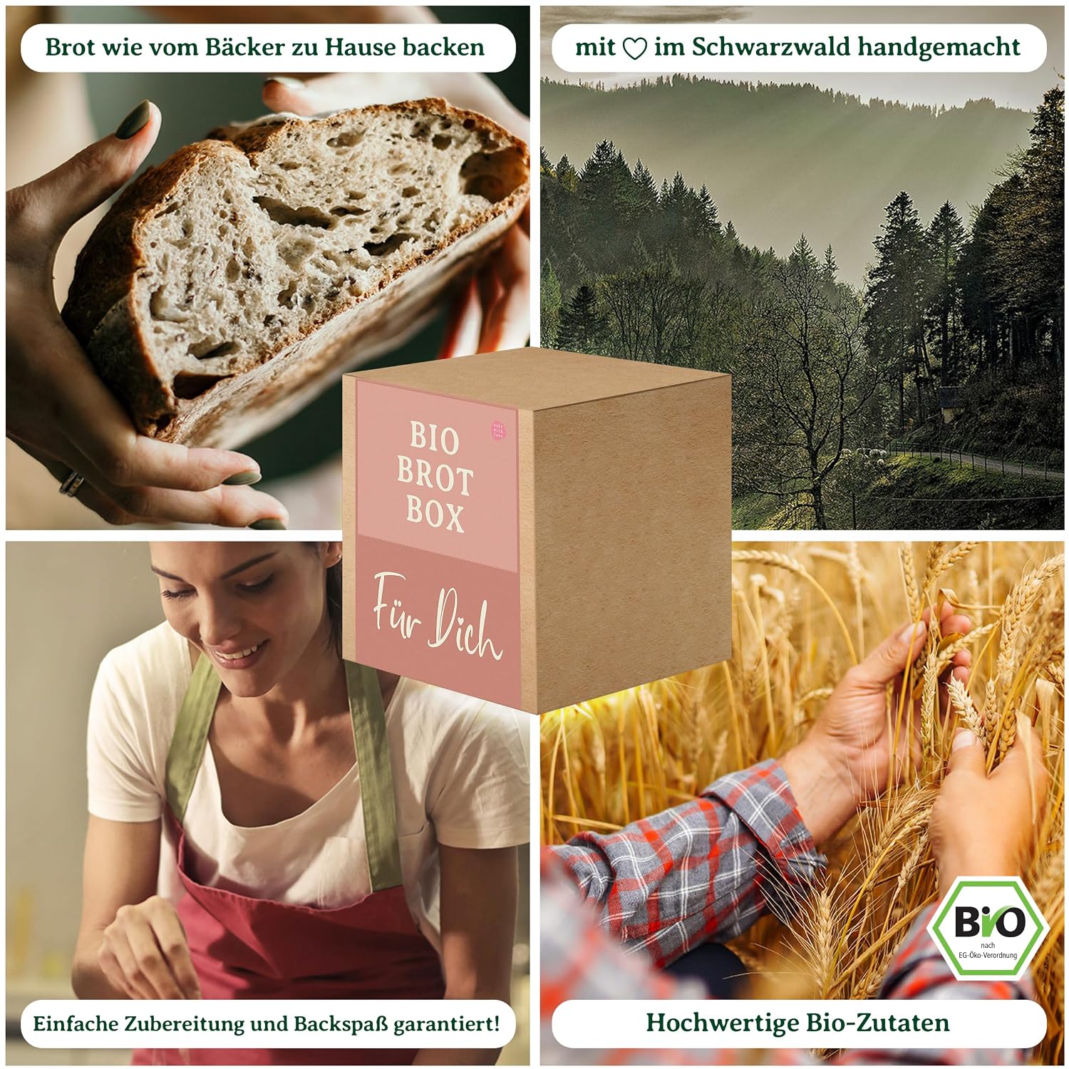 Organic Bread Baking Mixes Gift Basket "Für Dich" - 8 Varieties for Baking Yourself - Ideal as a Thank You or Birthday Gift for Women, Mum and Girlfriend - Bake with Love – Bild 5