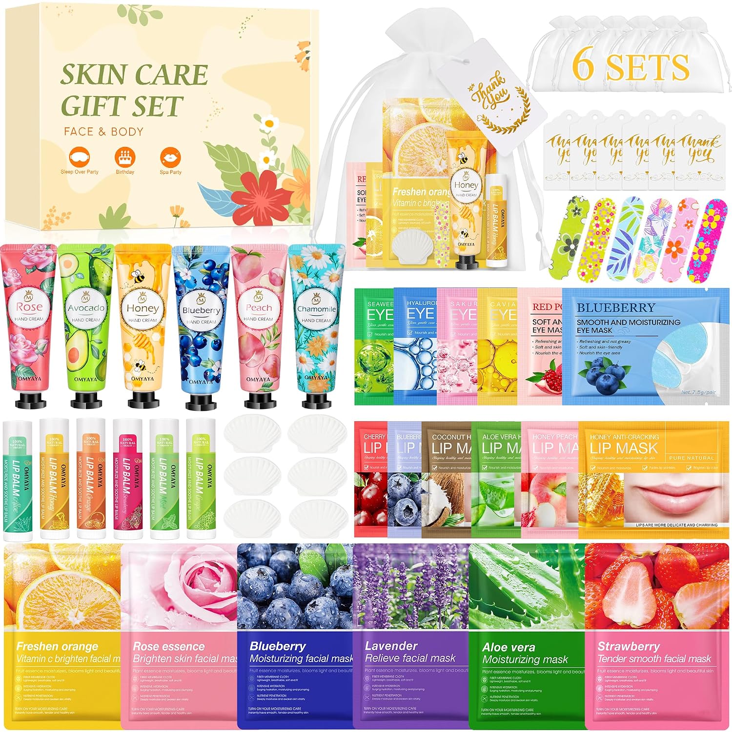 54pcs Gift Set Women Skincare Set Includes Face Masks Hand Cream