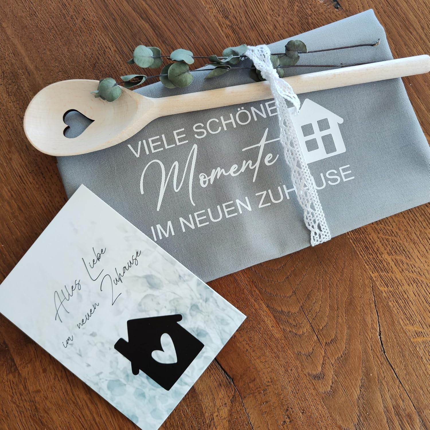 Housewarming Gift Set - Tea Towel, Cooking Spoon & Card I Housewarming Gift Home I Housewarming Gift I Topping Out Party – Bild 5