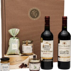 Gift Basket France with Red Wine (Bordeaux) and French Delicacies in Beautiful Gift Packaging | A Gift for Men and Women with Delicious Delicatessen from France