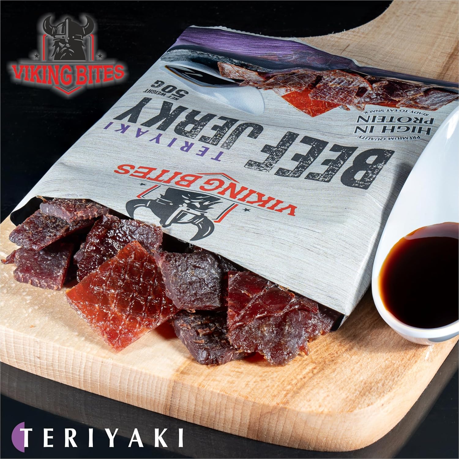 Viking Bites Beef Jerky Teriyaki 400 g (8 x 50 g) - Dried Beef - Meat Snack with High Protein Content – Bild 3