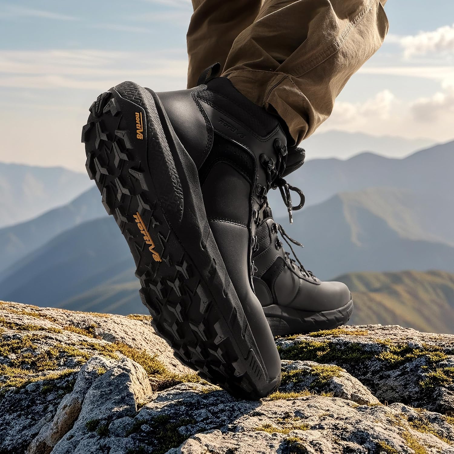 NORTIV 8 Men's Waterproof Hiking Shoes Lightweight Outdoor Mid Trekking Leather Shoes – Bild 2