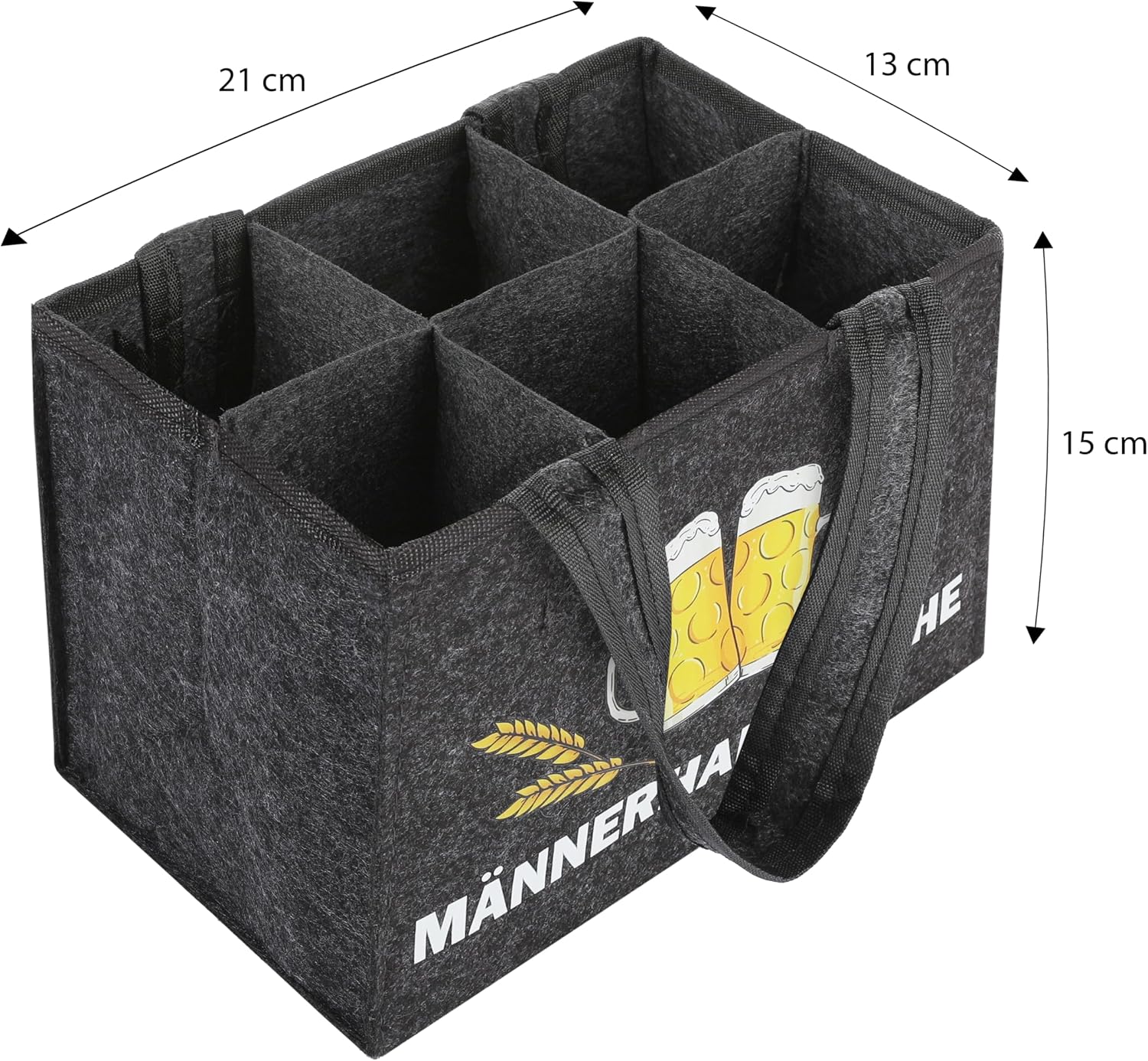 FunX Men's Felt Handbag with 6 Compartments Including Bottle Opener for Father's Day, Birthday or as a Gift 21 x 15 cm – Bild 4