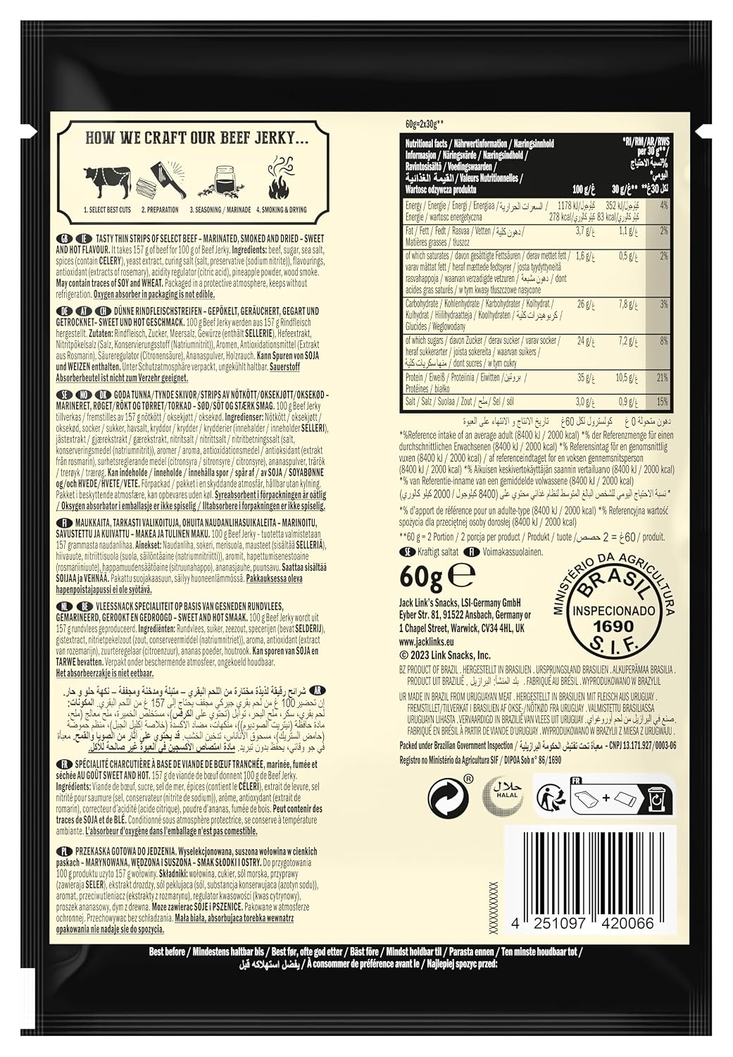 Jack Links Beef Jerky Gift Box - Pack of 12 (12 x 60 g) - High Quality Meat Snack Gifts for Men - Father, Dad, Man Gift or as a Gift Basket, Gift Basket, Birthday - High Protein – Bild 3