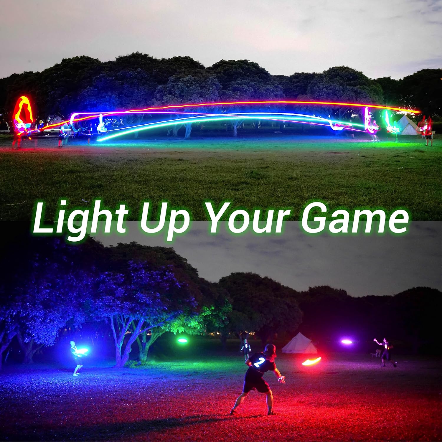 TOSY Flying Disc - 108 RGB LEDs or 36 Single Color LEDs, Super Bright Smart Modes Auto Light Up Rechargeable Waterproof Outdoor Toy for Kids & Adults 175g – Bild 3