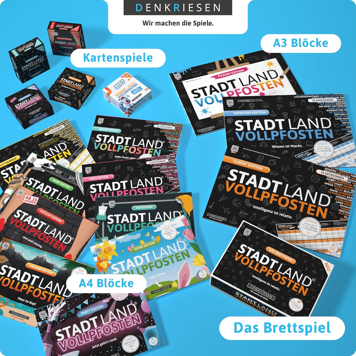 DENKRIESEN Stadt Land Vollpfosten Experten Edition | DIN A4 Game Pad – Bild 7