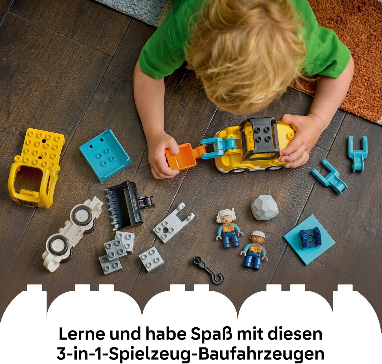 LEGO DUPLO 3 in 1 Construction Vehicles - Educational Montessori Toy for Toddlers w/ Trucks, Excavator Digger & Loader - Birthday Gift Idea for 2+ Year Old Boys & Girls - 10475 – Bild 2