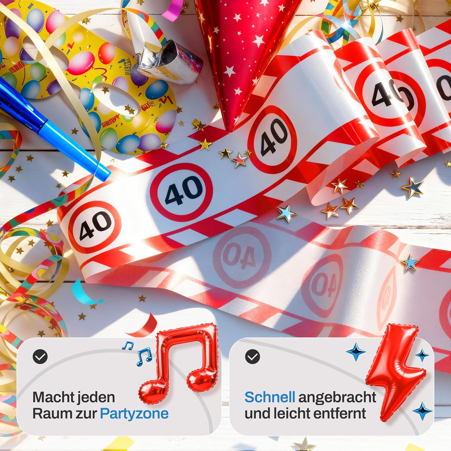60th Birthday Decoration - Funny Barrier Tape Red White with Traffic Signs as Original and Funny Birthday Decoration for a Successful 60th Birthday Man or Woman – Bild 5