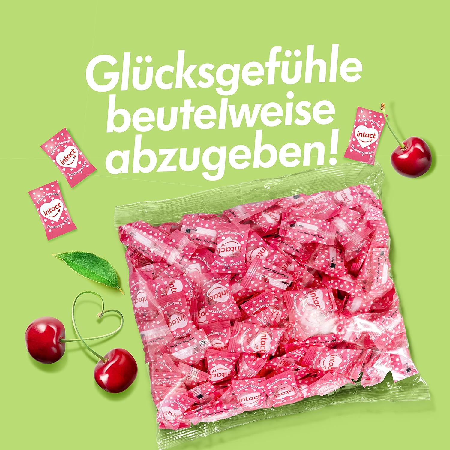intact (Cherry Hearts) Glucose in Bag 500 g Glucose Sweets Individually Packed 100% Vegan – Bild 4