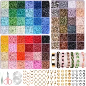 JHWELRG 36500 Pieces 72 Colour Colourful Beads for Bracelets 3 mm Beads Set, DIY Necklaces, Jewellery Making Set with Letter Beads for Threading, Gift Idea for Christmas, Birthday, Parties