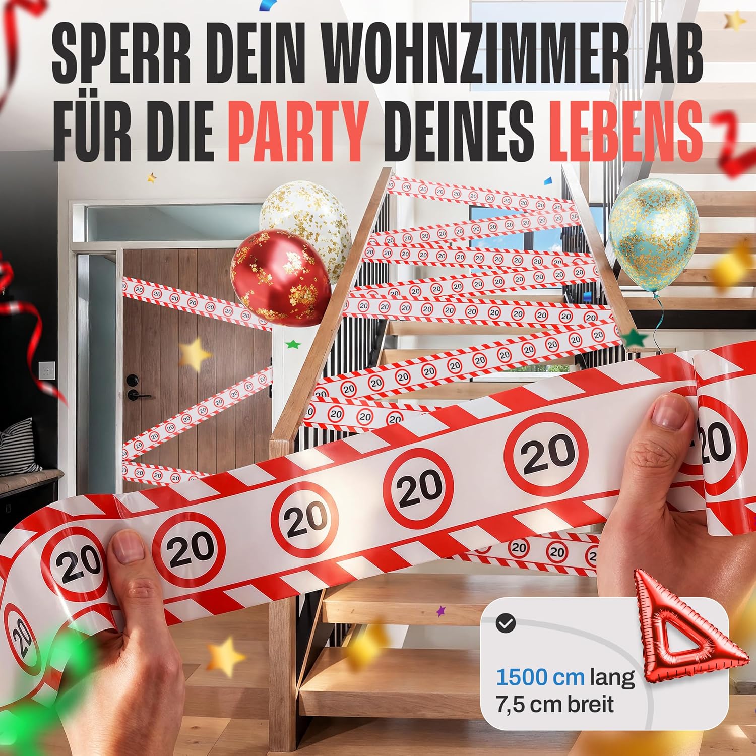60th Birthday Decoration - Funny Barrier Tape Red White with Traffic Signs as Original and Funny Birthday Decoration for a Successful 60th Birthday Man or Woman – Bild 3