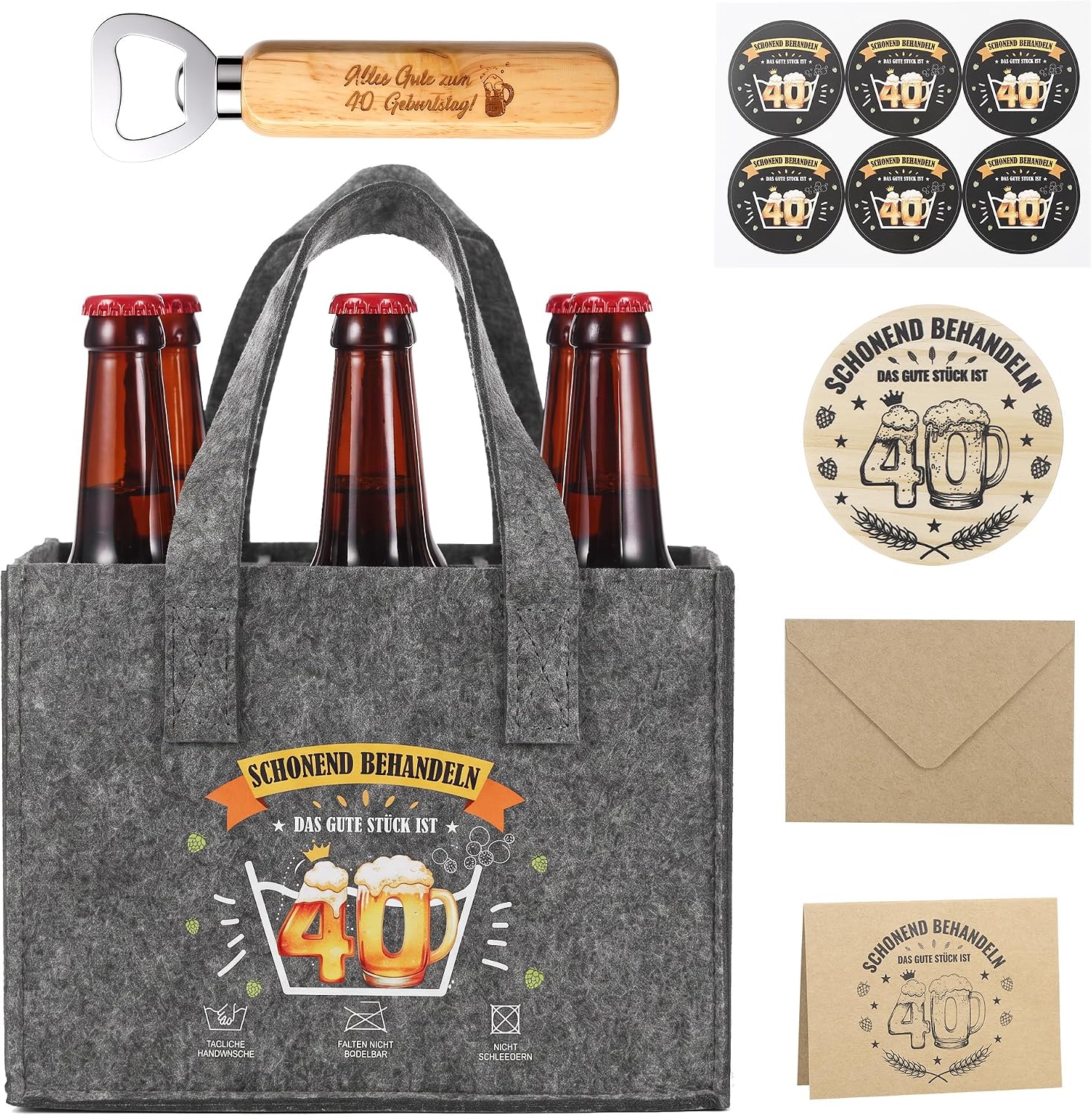 Zocipro Felt Beer Handbag 6 Bottle 40th Birthday Gift