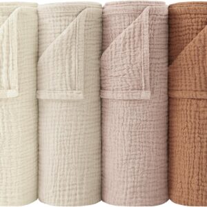 Bearmoss Molleton Cloths Baby 100% Cotton Soft Burp Cloths Baby, Breathable and Extremely Absorbent Muslin Cloth for Absorbent Muslin Cloths Pack of 4 60 x 60 cm (Brown)