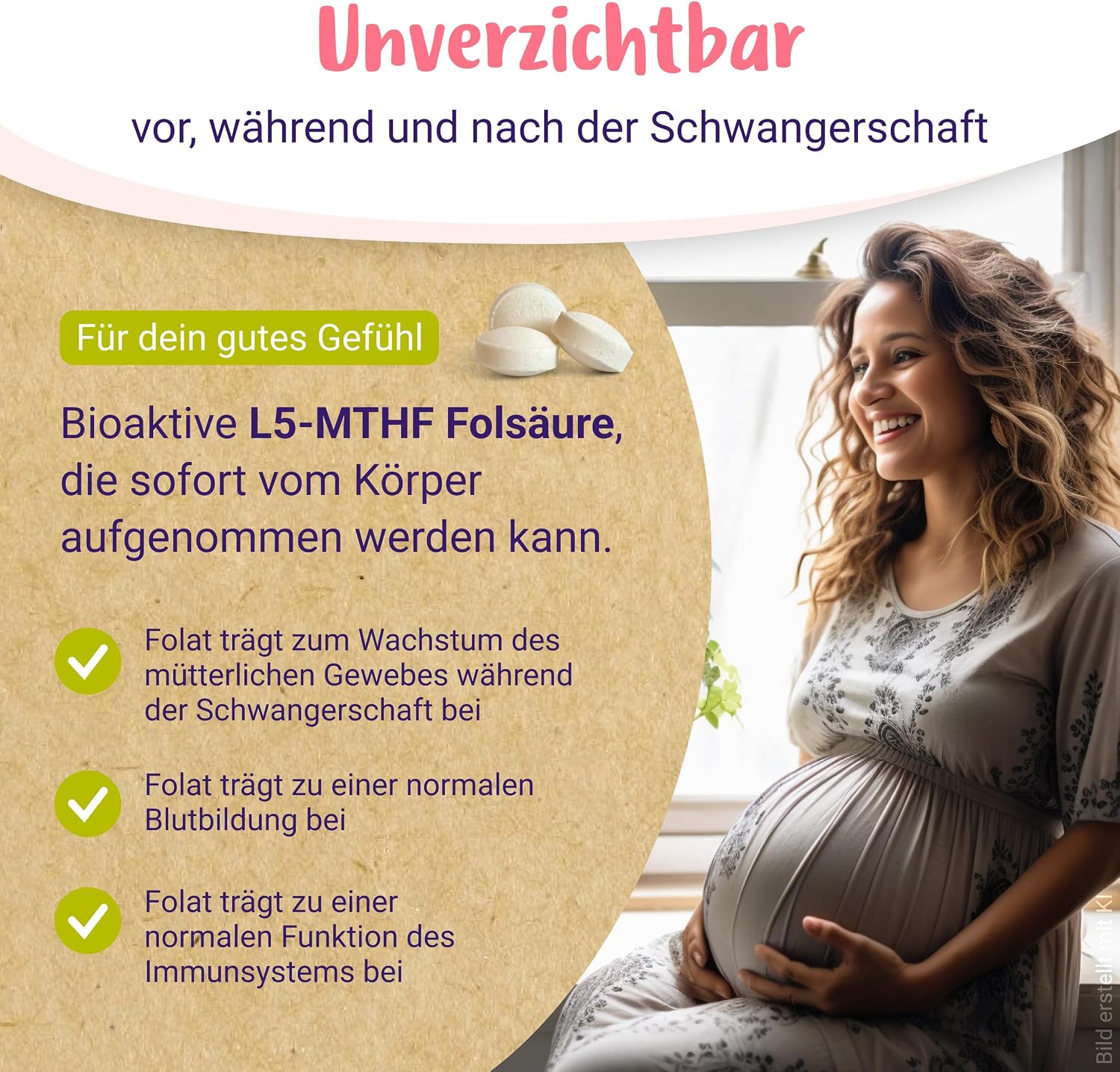 PregniVital folic acid desire for children, 400 μg, L-5-MTHF per tablet – Bild 2