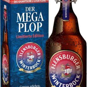 Flensburger Winterbock Mega Plop, Disposable Beer Bottle (1 x 2.0 L) Cardboard Gift Box, Beer Gift