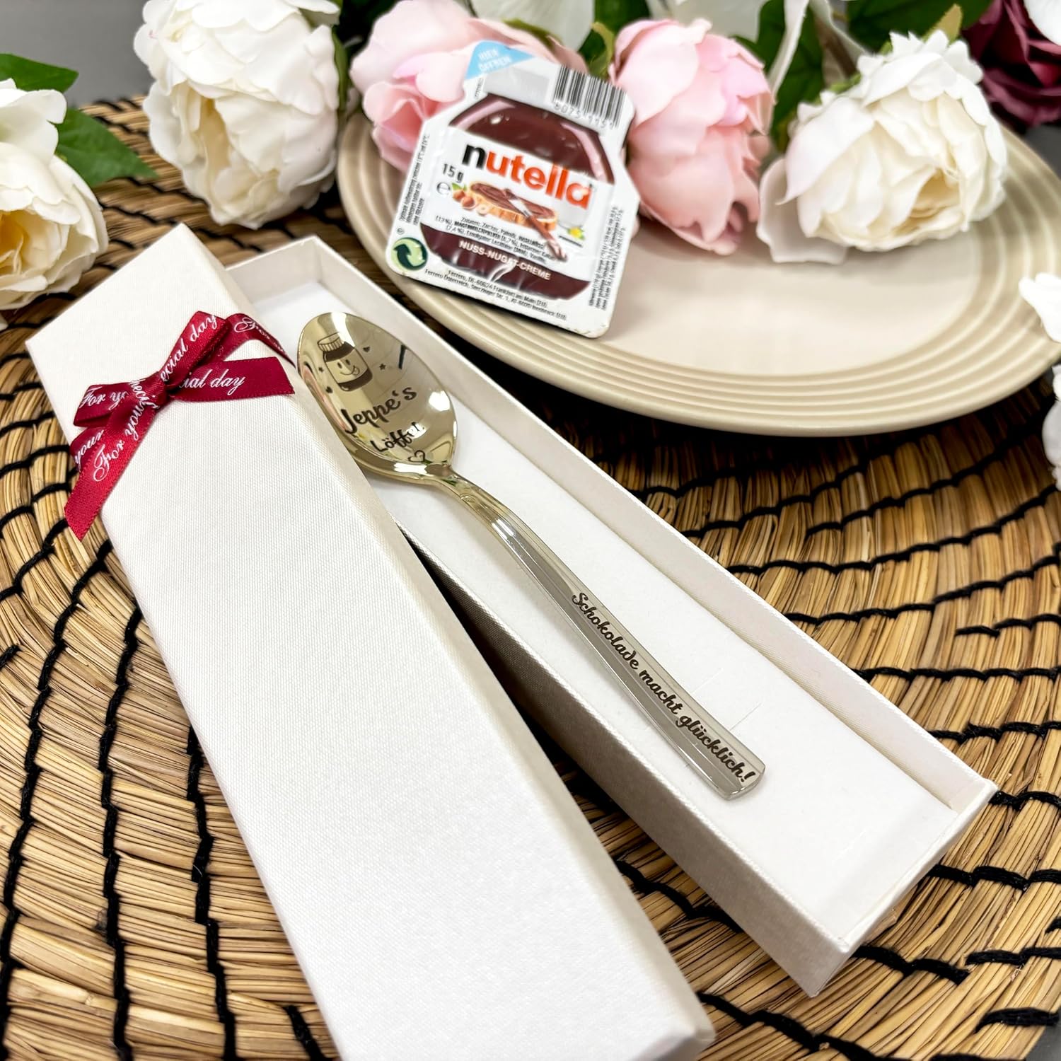 Nutella Portion with Personalised Spoon - Gift with Engraved Name - Perfect Birthday for Chocolate Lovers – Bild 4