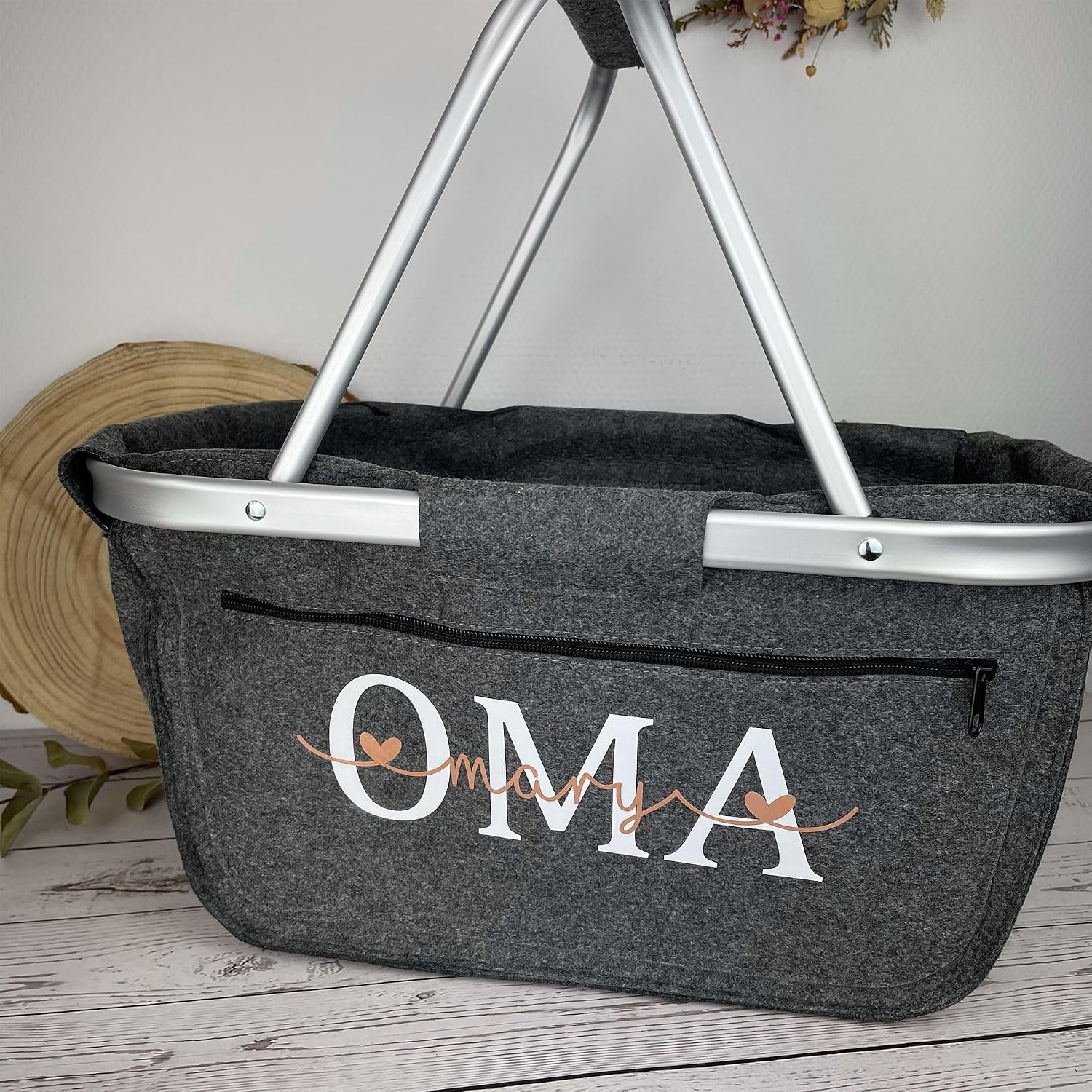 Gift Mum | Shopping Basket Personalised I Felt Basket Gift Idea Grandma for Birthday | Birth Baby Children's Name Mother's Day (Felt Basket) – Bild 8