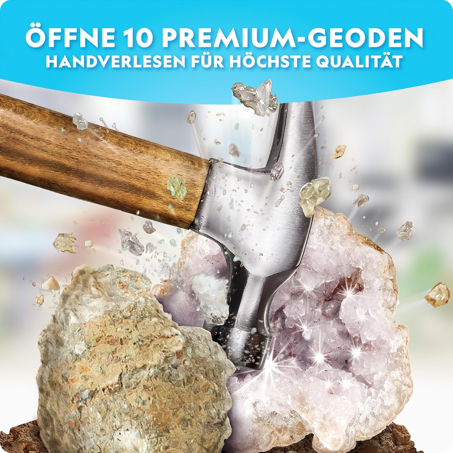 NATIONAL Geographic 10 Premium Break Up Geodes - Includes Goggles & Stand - Mint Experiment Kit, Geology Gift for Kids – Bild 3