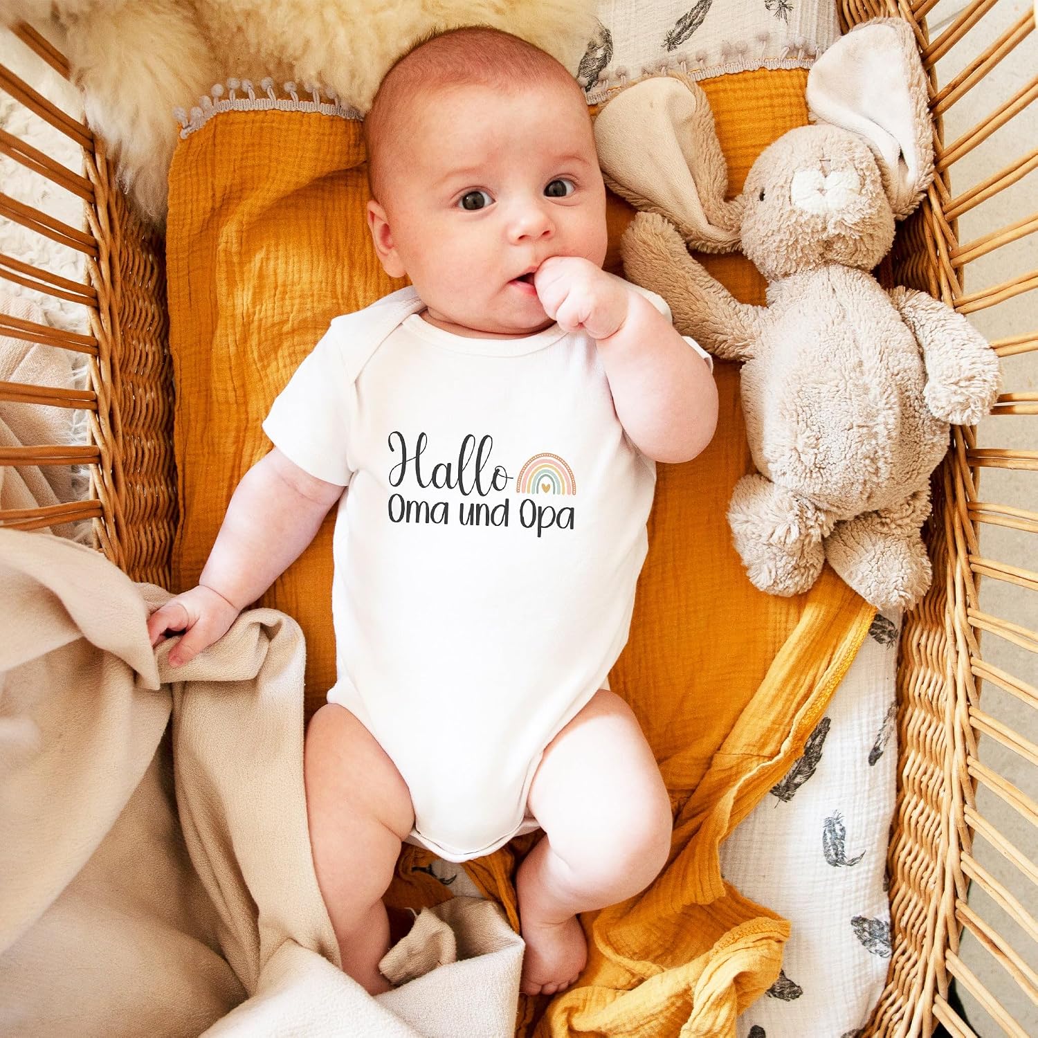 Organic Cotton Unisex Baby Bodysuit Grandma Grandpa Short Sleeve White Romper Baby Shower Gift Baby Shower Slip Collar Soft Onesie for Newborn Babies – Bild 3