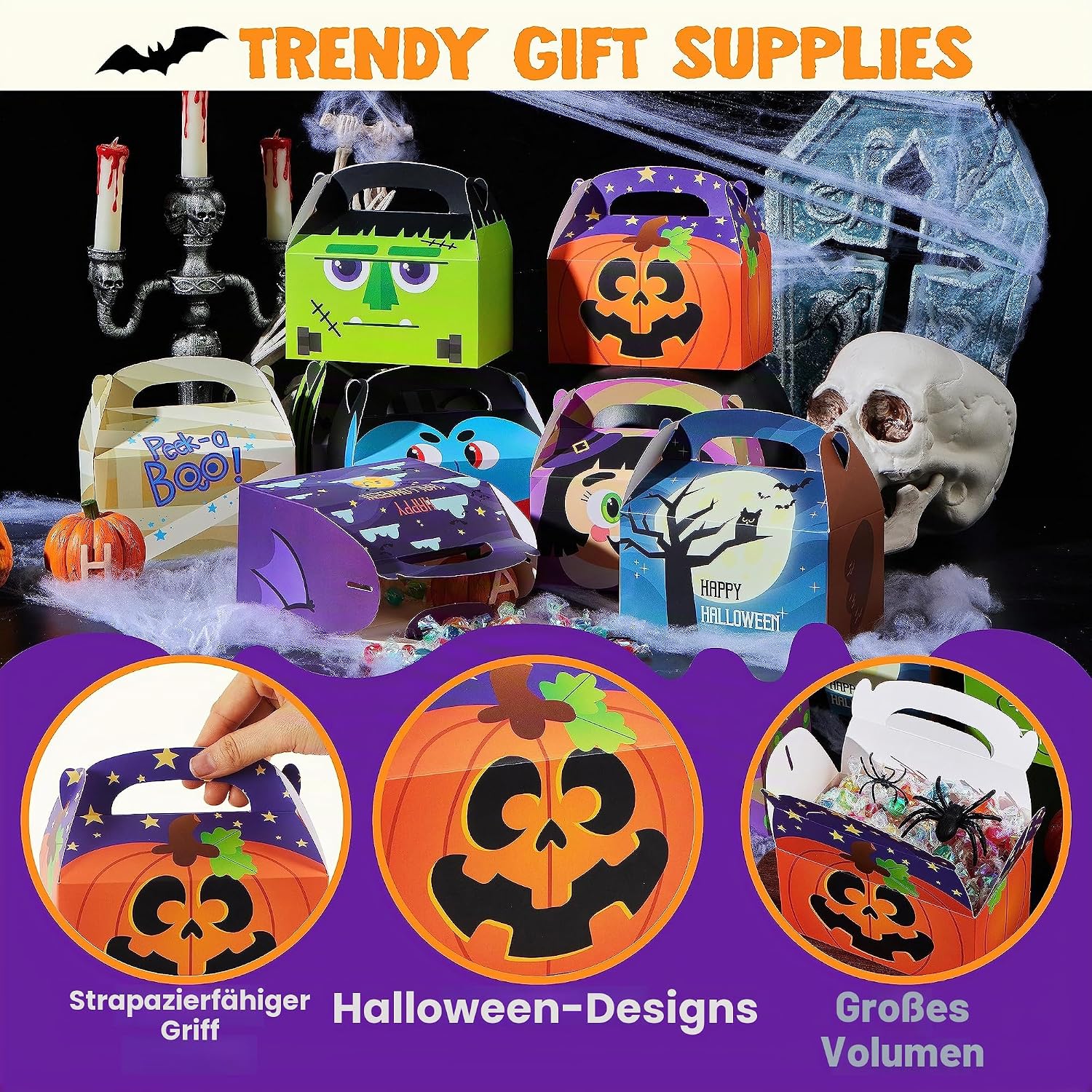 JOYIN Pack of 24 3D Halloween Gift Boxes, Gift Box Sweets, Cakes, Chocolate, Cookies, Biscuits Cardboard, Gift Packaging (Halloween Characters 1) – Bild 4