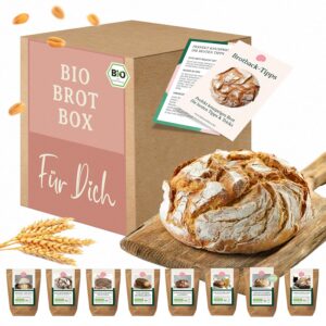 Organic Bread Baking Mixes Gift Basket „Für Dich“ – 8 Varieties for Baking Yourself – Ideal as a Thank You or Birthday Gift for Women, Mum and Girlfriend – Bake with Love
