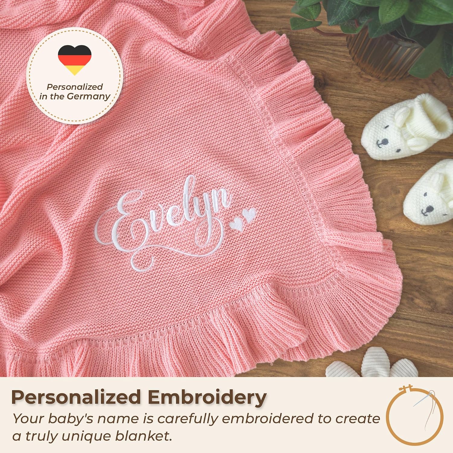 Baby Blanket Embroidered with Name 100 x 80 cm 100% Cotton – Bild 5
