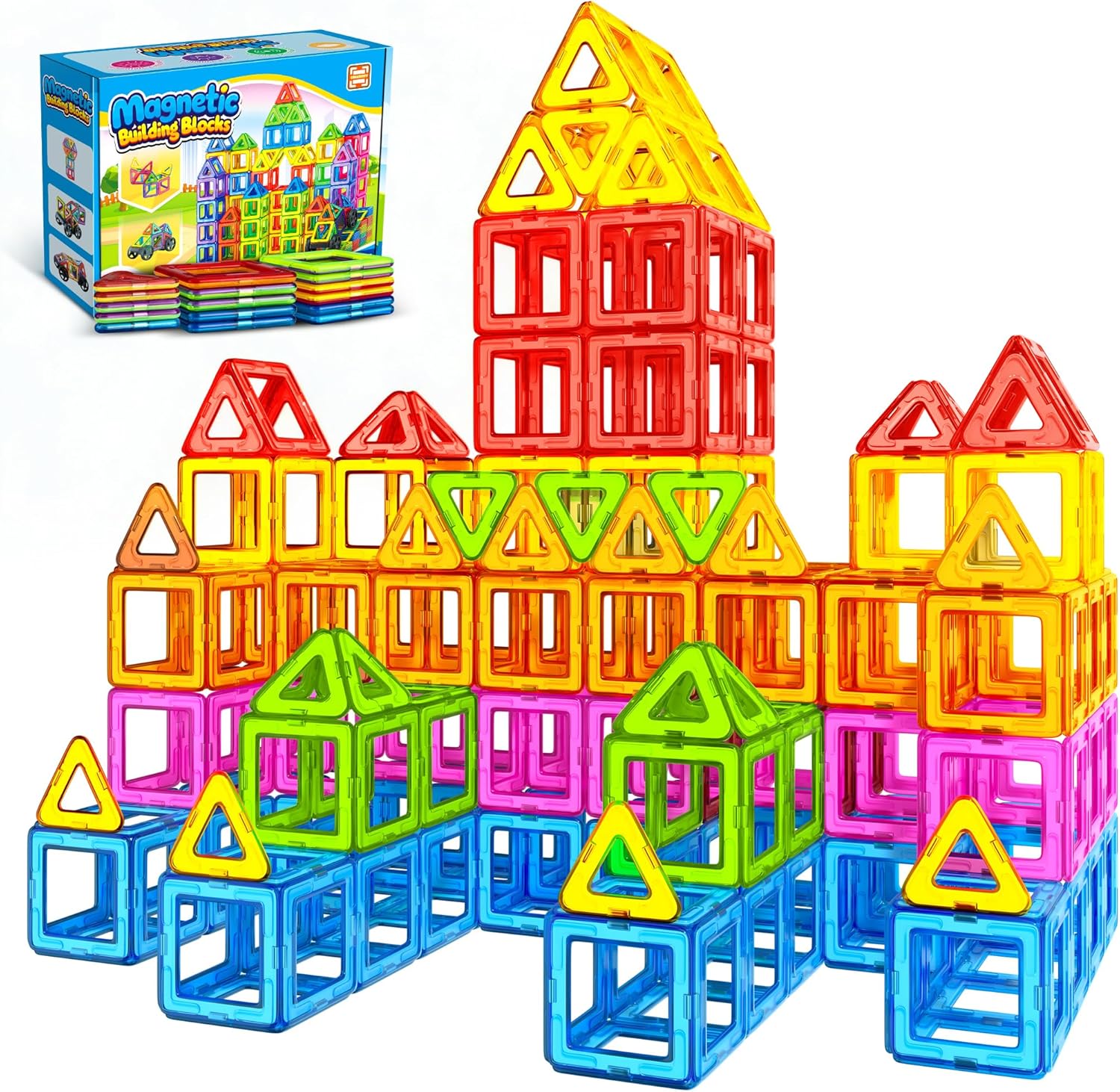 WOOBLO Magnetic Building Blocks, 50 Pieces Magnetic Game Magnetic Building