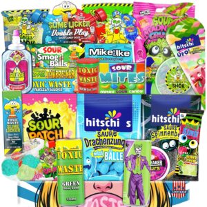 Sour Candy Box XXL - Mega Sour Candy Mix with Fruit Gums, Sweets & Sour Snacks | Includes 2 Sour Drinks & USA Candy | Large Snack Box Gift Set for Teens & Adults | Candy & Bar®