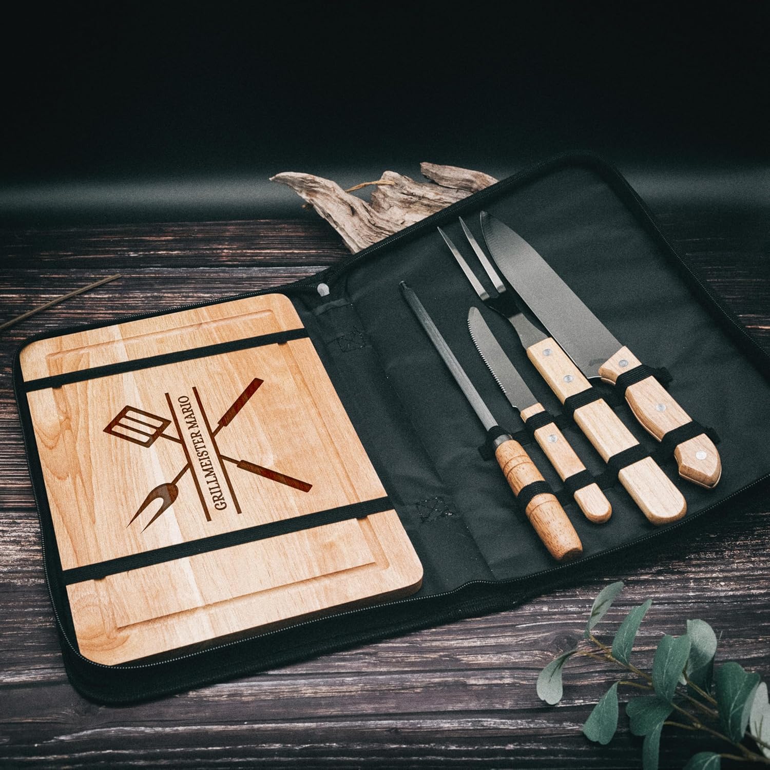 Adventernah Barbecue Cutlery Set, Personalised Barbecue Set, Chopping Board – Bild 3