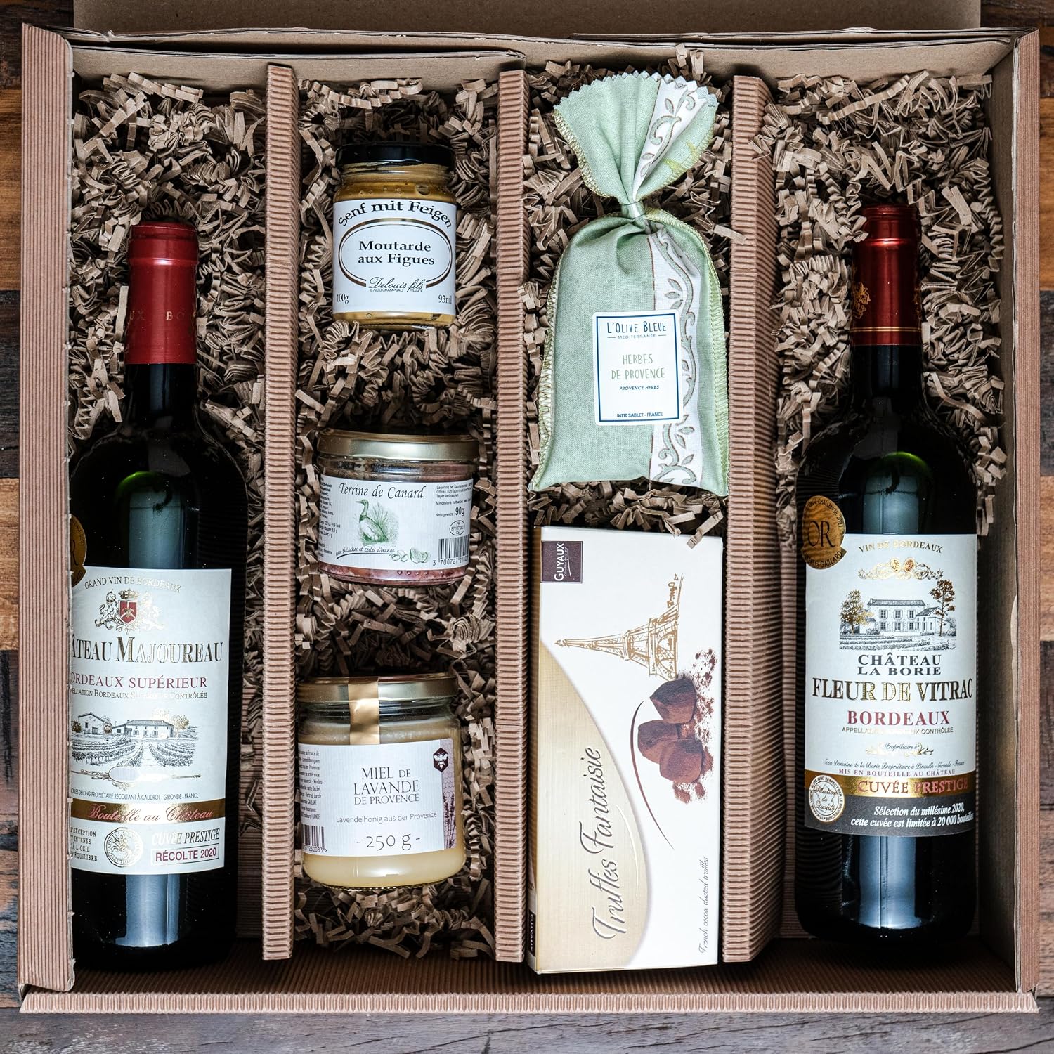 Gift Basket France with Red Wine (Bordeaux) and French Delicacies in Beautiful Gift Packaging | A Gift for Men and Women with Delicious Delicatessen from France – Bild 4