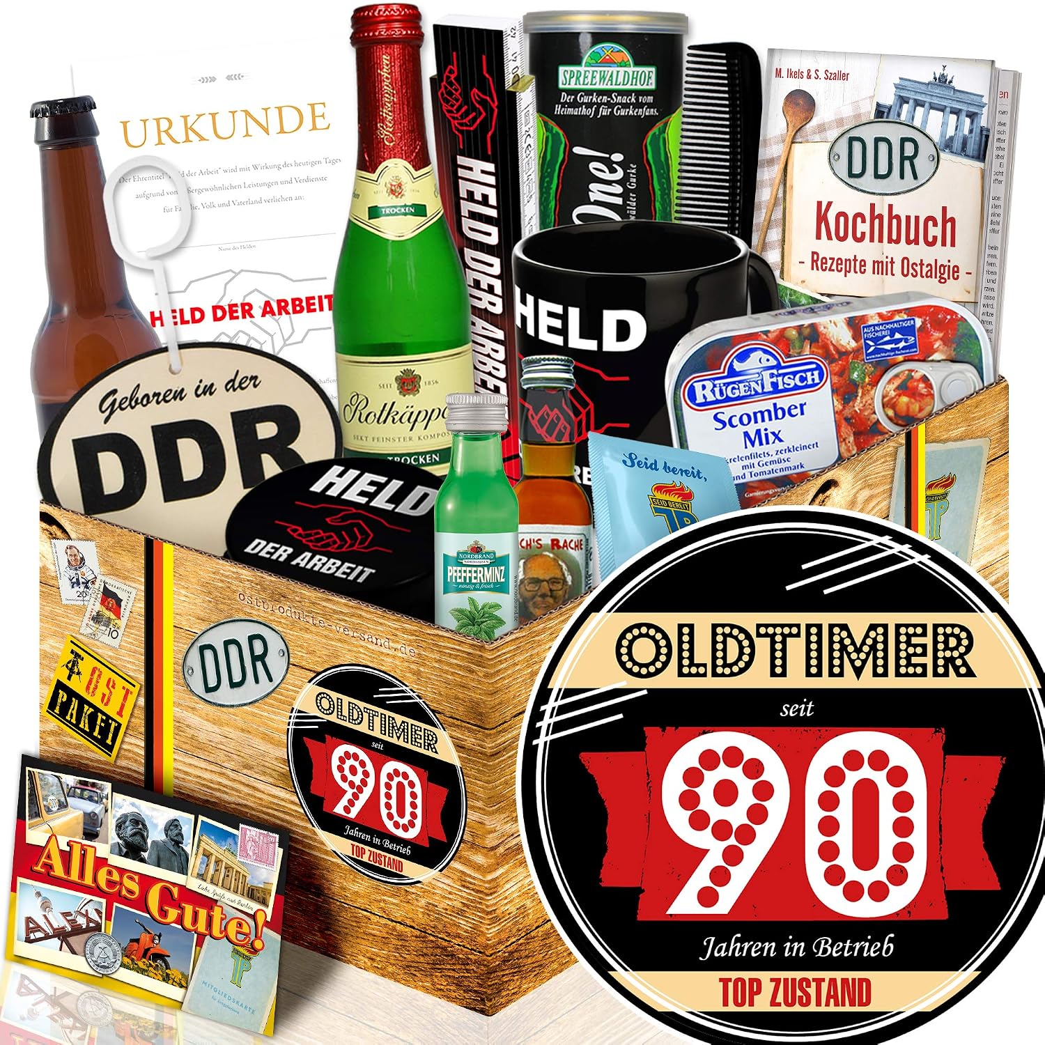 Oldtimer 90 / 90th Birthday Gift / DDR Gift Box Man