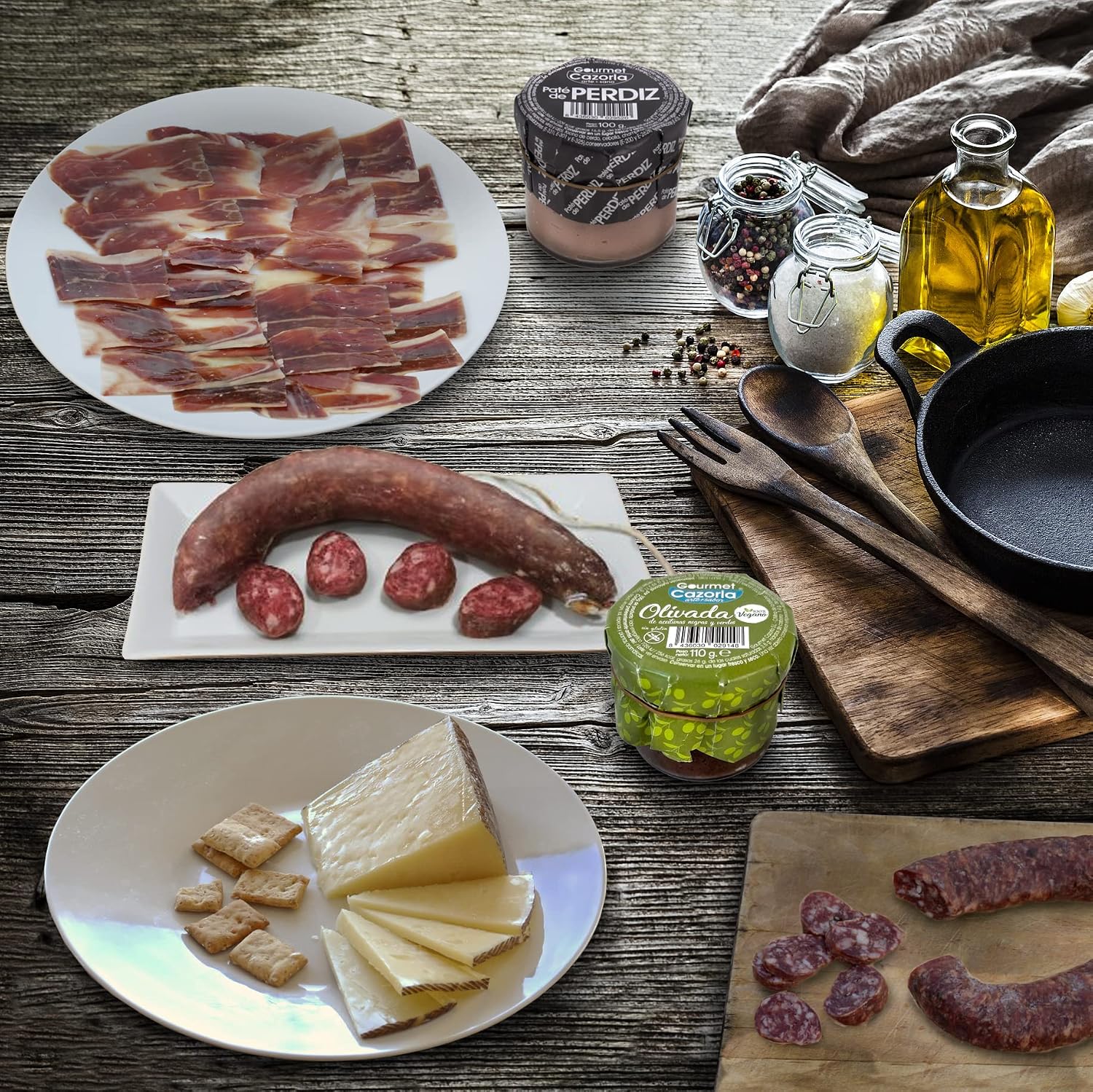 Gourmet Box | Gift Basket Spanish Specialities - Tapas | Gourmet Gift | Gift Basket - Ham & Salchichon & Chorizo | Spanish Delicacies | Gift for Men & Women | Food Basket | – Bild 2