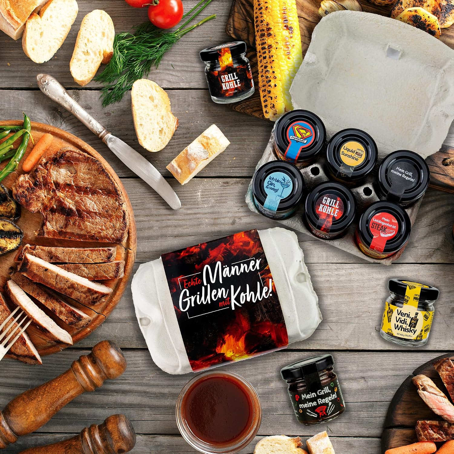 Altenburger Origanl Mustard Set Barbecue Gift Set "Real Men Grilling with Charcoal", Gift Idea for Men and Women, Gift Basket, Gift Box as Easter Gift – Bild 6