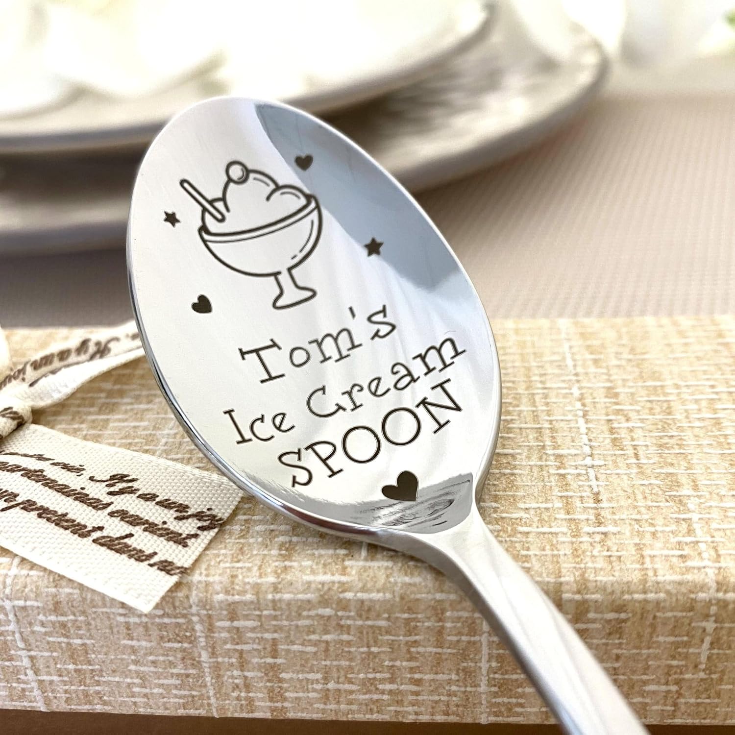 Personalised Ice Cream Spoon with Personalised Engraving, Stainless Steel, Ready to Gift Packaging, Choice of Size and Colour – Bild 3