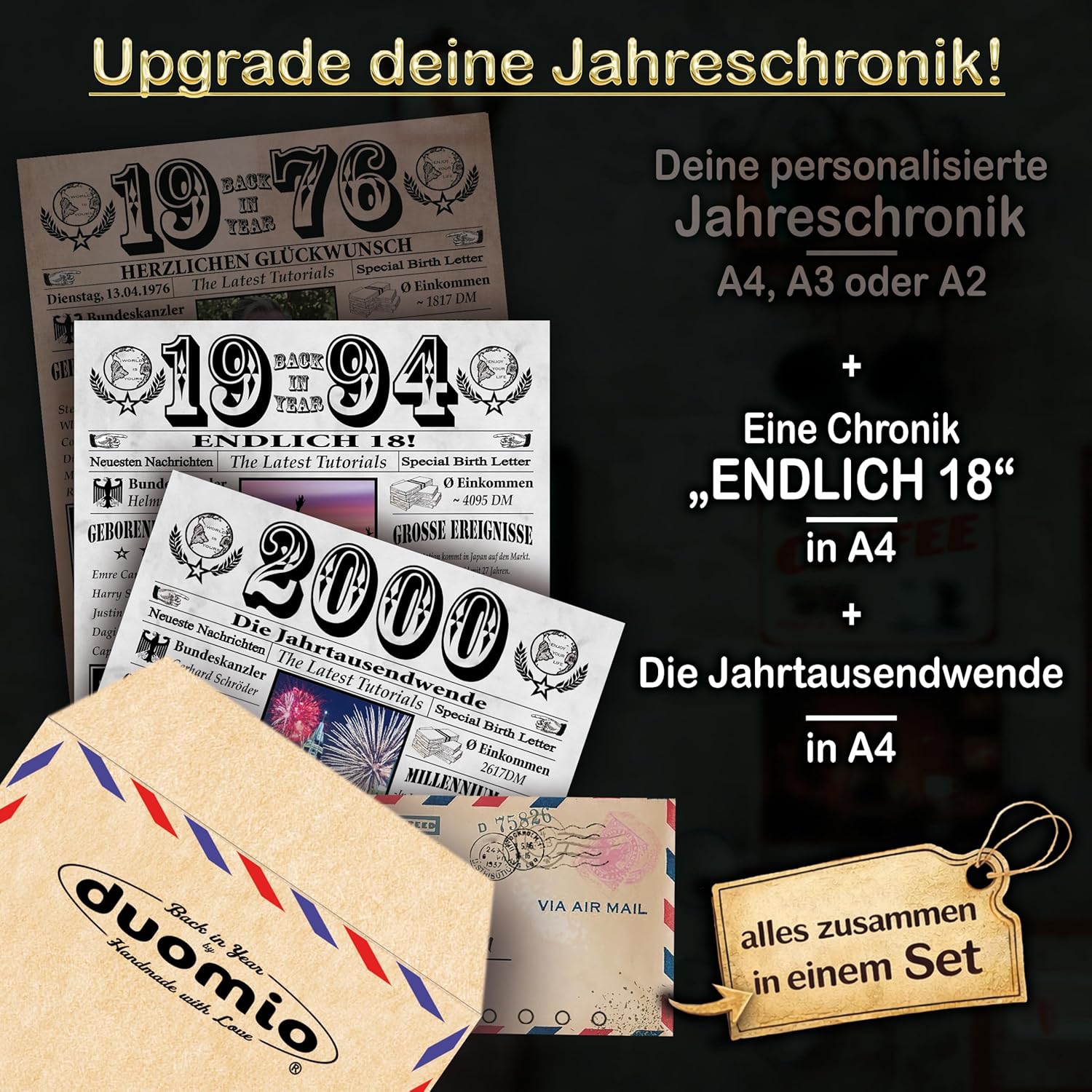 DUOMIO 50th Birthday | 1976 - 6 Fields PERSONALIZABLE! Back in Year 1976 - Year Chronicle - 50th Birthday Gift for Women & Men - Print on 400gsm Premium Paper – Bild 5