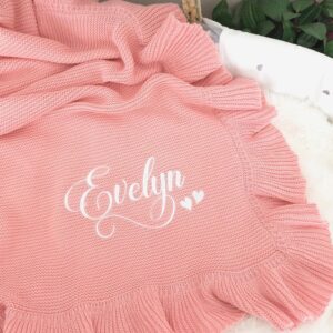 Baby Blanket Embroidered with Name 100 x 80 cm 100% Cotton
