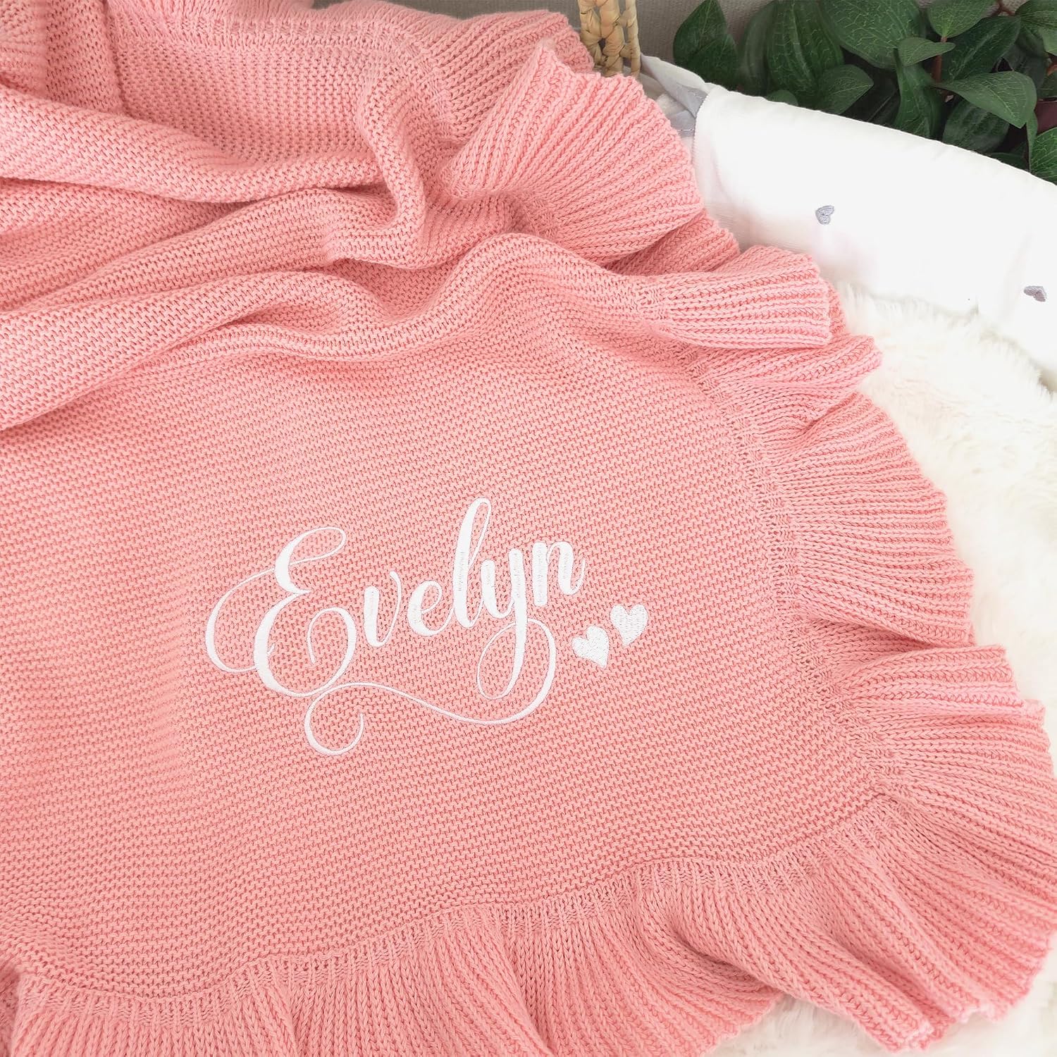 Baby Blanket Embroidered with Name 100 x 80 cm 100% Cotton