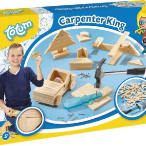 Totum TO025042 Carpenter King Hammer Game with Wooden Parts, Nails and Wooden Hammer