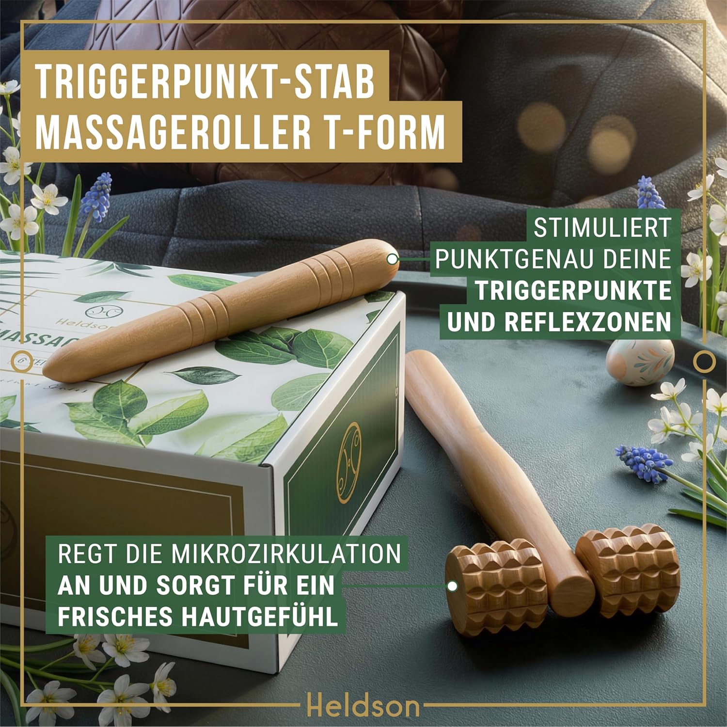 HELDSON Wooden Massage Set 6 Pieces - Massage Set for Foot, Head & Back – Bild 5
