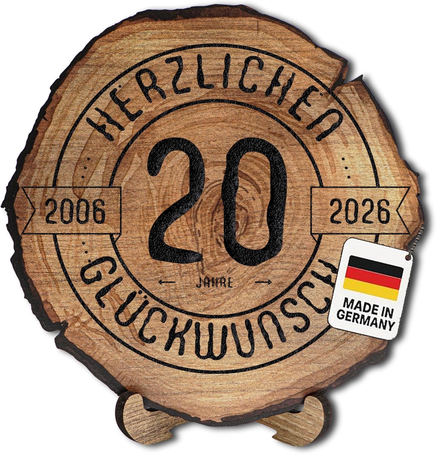 DARO Design Engraved Round Wooden Plaque, Gift for Anniversaries, Birthdays, Congratulations