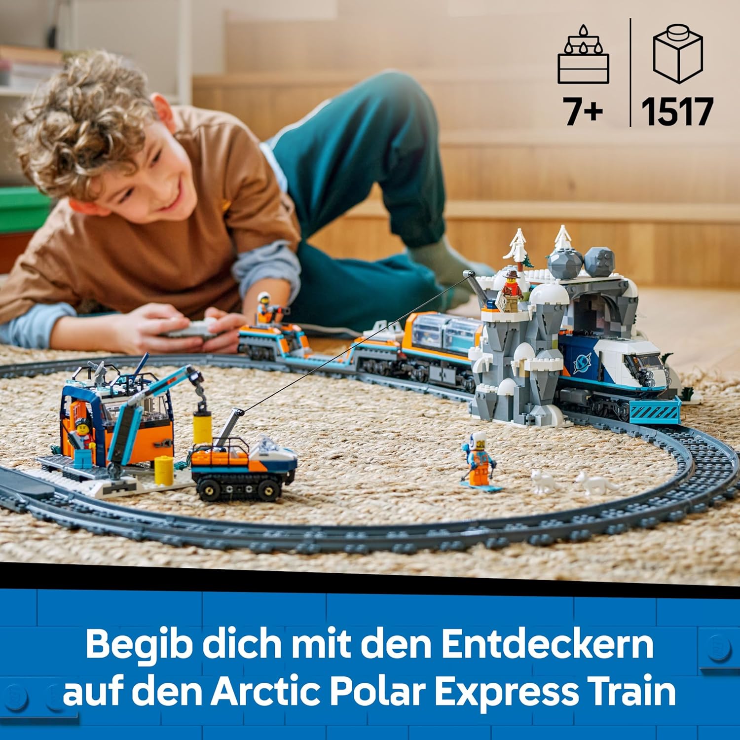 LEGO City Trains Arctic Polar Express - Toy with Remote Controlled Train - Snow Plow, 22 Track Segments, 6 Mini Figures & Rockfall Function - Gift for Boys & Girls from 7 Years - 60470 – Bild 2