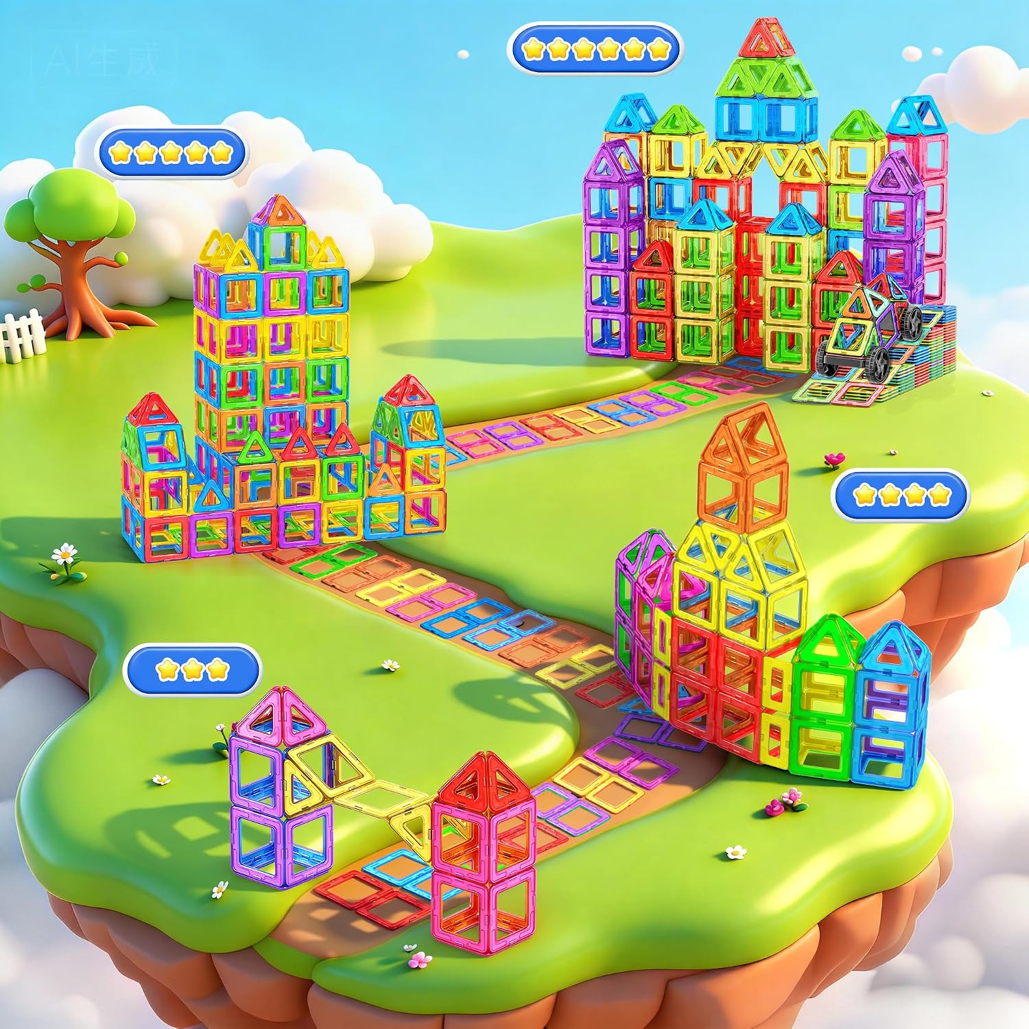 WOOBLO Magnetic Building Blocks, 50 Pieces Magnetic Game Magnetic Building – Bild 3