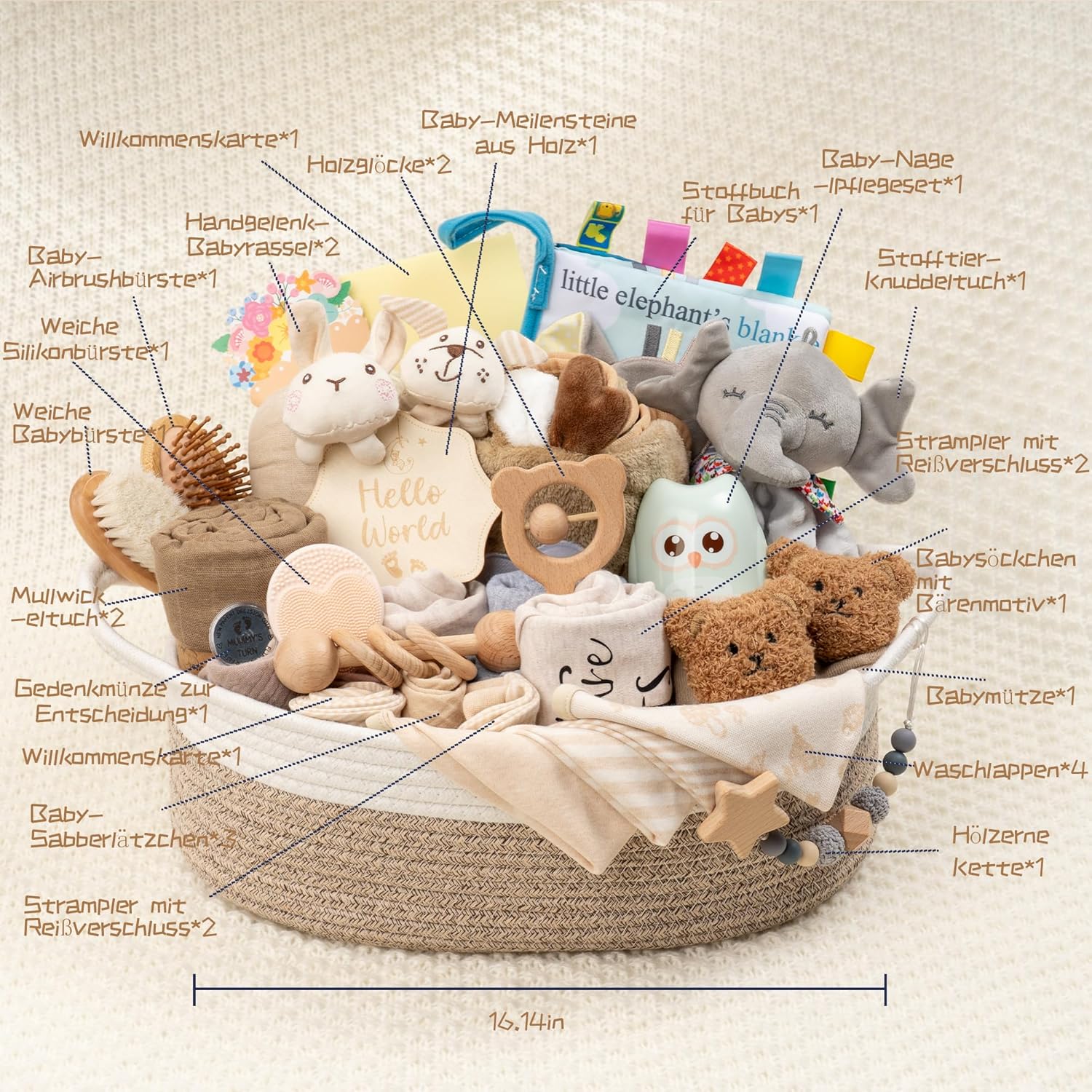 Baby Gift 30-Piece Gift Basket for Newborn, Khaki – Bild 2